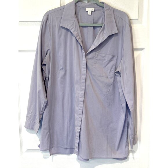 J.Jill Womens Blouse L Lilac Purple Button Down High Low Oversized Career - Picture 2 of 8